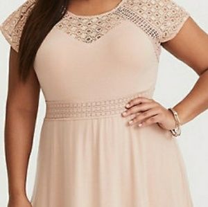BLUSH CROCHET YOKE MAXI DRESS